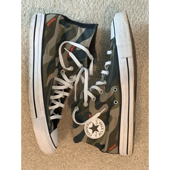 Converse Chuck Taylor All Star High Top Camo Orange Mens 13 Sneaker - Picture 8 of 9